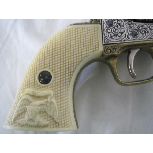 56 - A replica 1851 Colt Navy with decorated chromed finish and white grips, in very good order, likely b... 