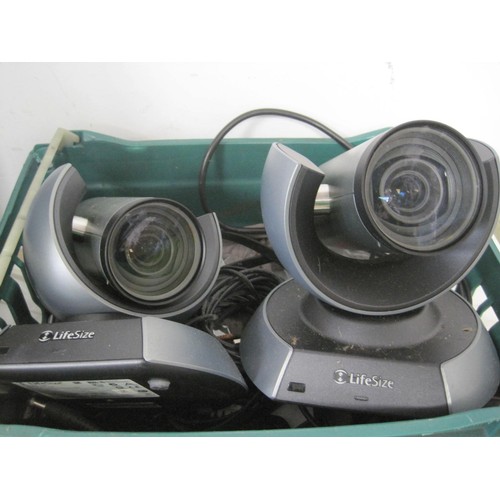 190 - A pair of Lifesize Video Conferencing Cameras and control units, cables etc plus a photographic back... 