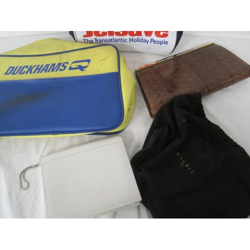 187 - A pair of original 1970s/80s flight bags - Duckham's Oil & Jetsave - and a pair of vintage ladies cl... 