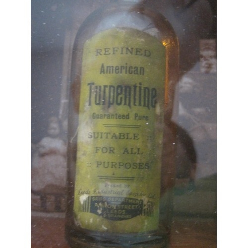 218 - Vintage American Turpentine Bottle In Display Case.