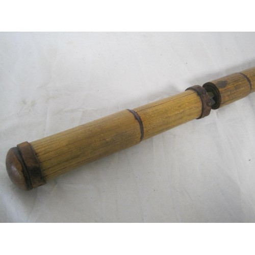 179 - An antique sword stick with bamboo shaft, the blade of good quality and egraved with floral decor an... 