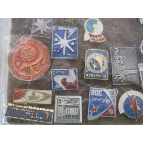 100 - Russian badges celebrating life in the x soviet union regarding the Space race etc