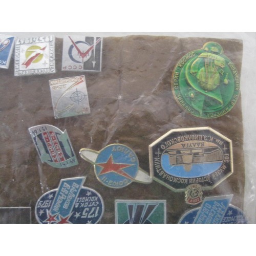 100 - Russian badges celebrating life in the x soviet union regarding the Space race etc