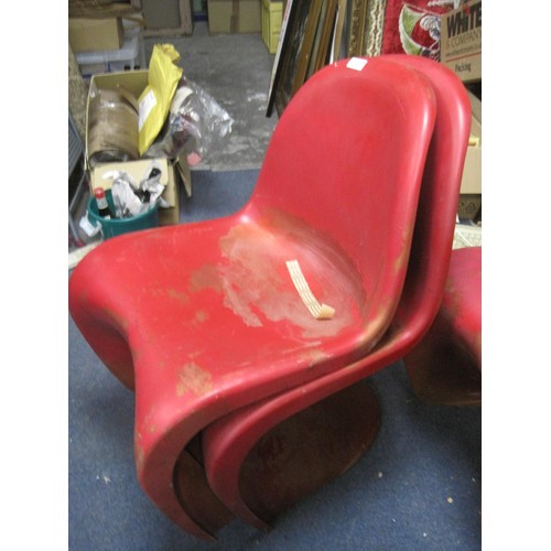 230 - Four red Vitra style Chairs