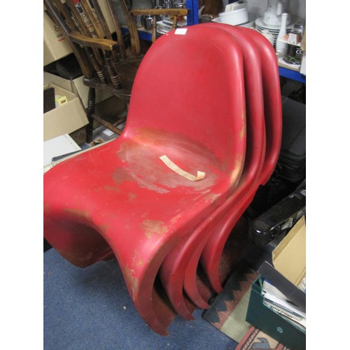 230 - Four red Vitra style Chairs