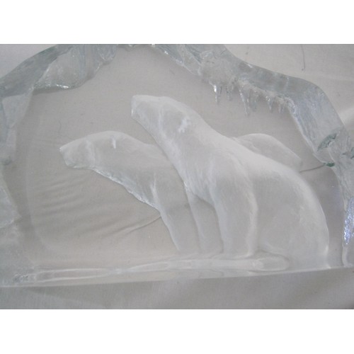 22 - Four Mats Jonasson crystal glass paperweights - polar bear, seal, duck, rabbit; a Royal Krona bear c... 