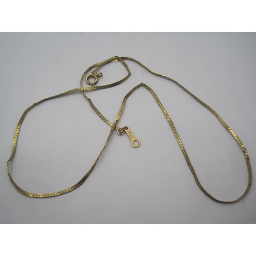 205 - A 9 carat imported gold flat snake link neck chain, gross weight approx. 1.5g, length about 37cm. St... 