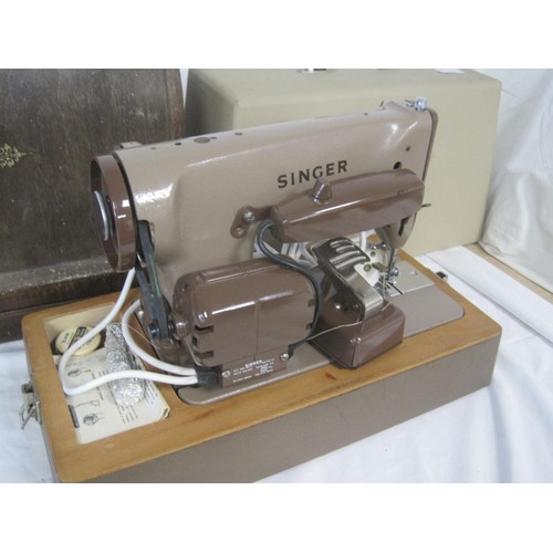 33 - Singer BZK 60-12 electric sewing machine in case, a vintage Singer manual sewing machine numbered P3... 