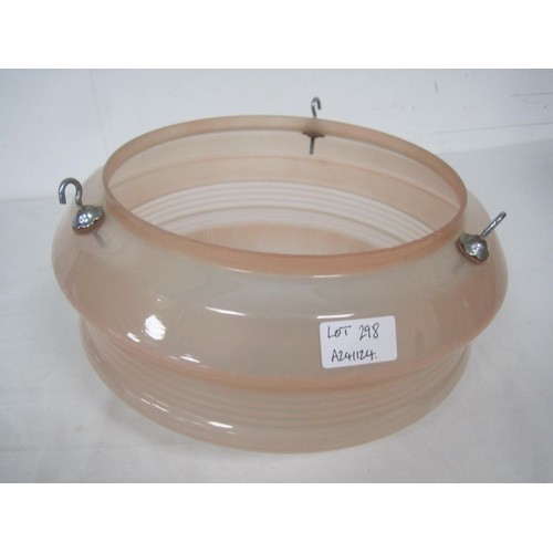 298 - A vintage 'flycatcher' dusky pink glass ceiling light shade, diameter about 29cm