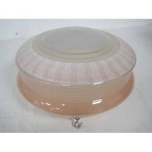 298 - A vintage 'flycatcher' dusky pink glass ceiling light shade, diameter about 29cm