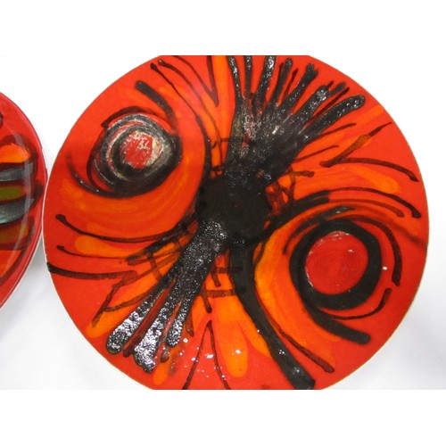 11 - Poole Pottery Delphis two items a ten inch bowl painted by Pamela Bevans and a ten inch plate purcha... 