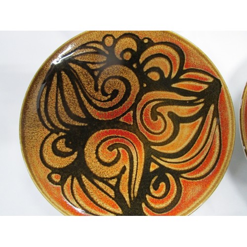 12 - Poole Pottery four lovely Aegean bowls and plates eight inch two with lovely leaf designs and two wi... 