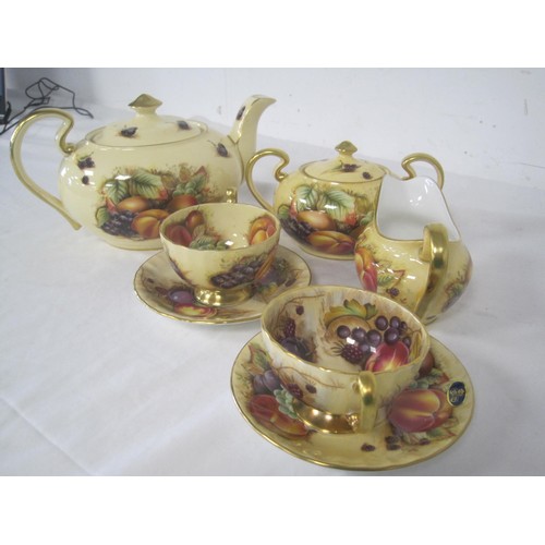 75 - Aynsley Orchard Tea for two consisting of Teapot, Cream ,two cups and saucers and sugar bowl