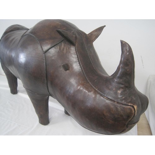 5 - A very large leather rhinoceros footstool, believed to be Victorian according to vendor but could be... 