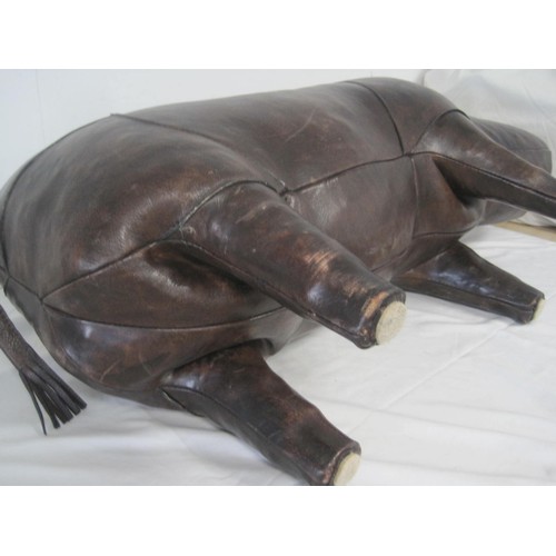 5 - A very large leather rhinoceros footstool, believed to be Victorian according to vendor but could be... 