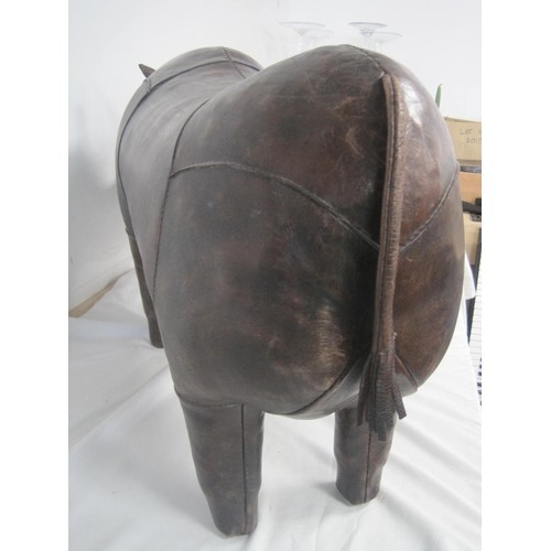 5 - A very large leather rhinoceros footstool, believed to be Victorian according to vendor but could be... 