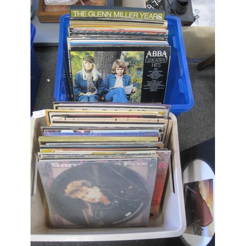 32 - About ninety-five vinyl LPs contained in three boxes. Mainly easy listening and some pop, including ... 