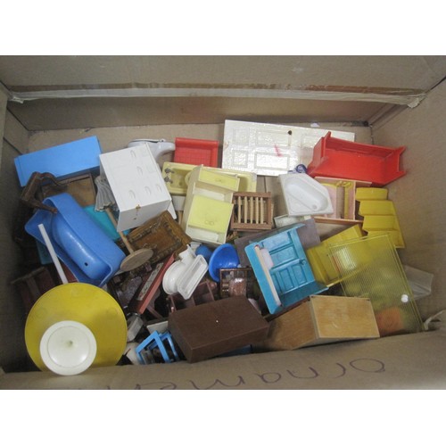 34 - A box of assorted dolls house furniture