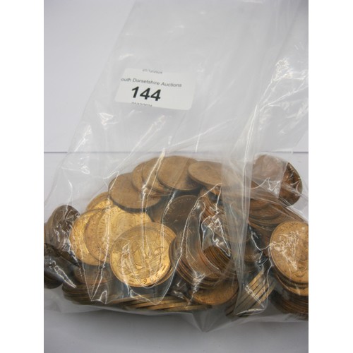 144 - A bag of uncirculated half pennies 1966 (approx. 100 pieces)