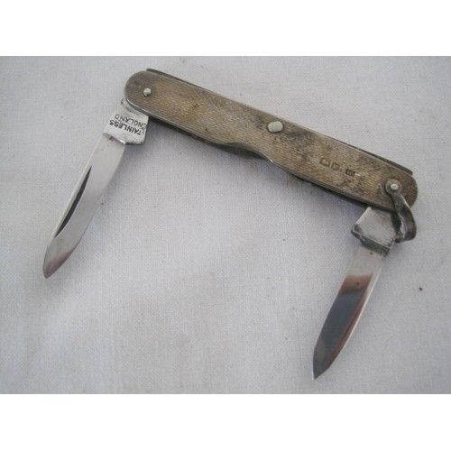 196 - A sterling silver penknife, small, twin blade with stainless steel blades, hallmarked for Sheffield ... 