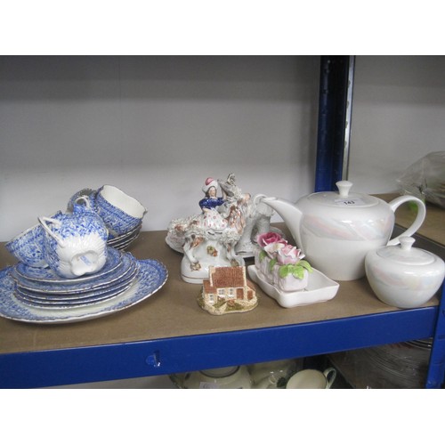 143 - Wedgwood Pastel design teapot,c ream and sugar along with a selection of other ceramic items all as ... 