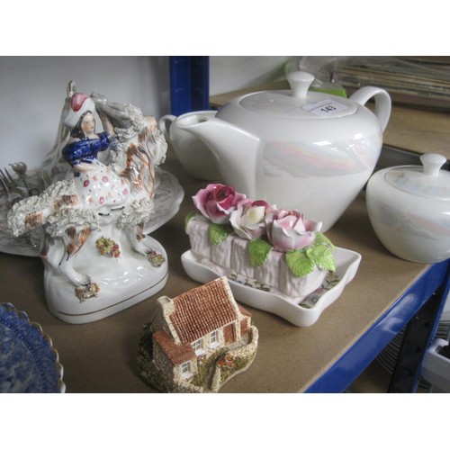 143 - Wedgwood Pastel design teapot,c ream and sugar along with a selection of other ceramic items all as ... 