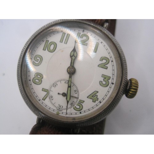 204 - A vintage trench watch, the mechanism likely a Cyma calibre 330/331, 17 jewels, Swiss made, in a ste... 