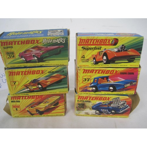 35 - 6 1970s Matchbox Superfast die cast cars in original boxes comprising #1 Mod Rod mint condition, end... 