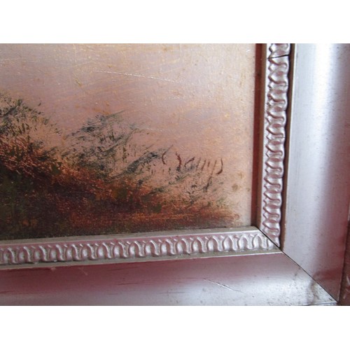 111 - A framed Oil on board of a country scene ,the lower right corner has what looks to be an illegible s... 