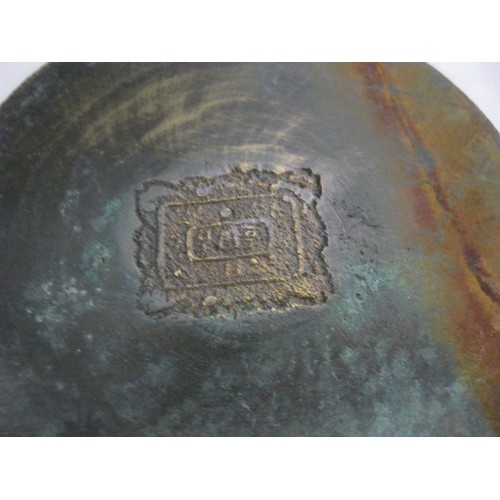 52 - An Oriental bronze pot with mark to base, a/f - base detached but present