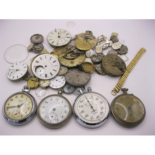 78 - A bag of watch parts together with a mechanical stopwatch marked Sekonda 16 jewels USSR (appears to ... 