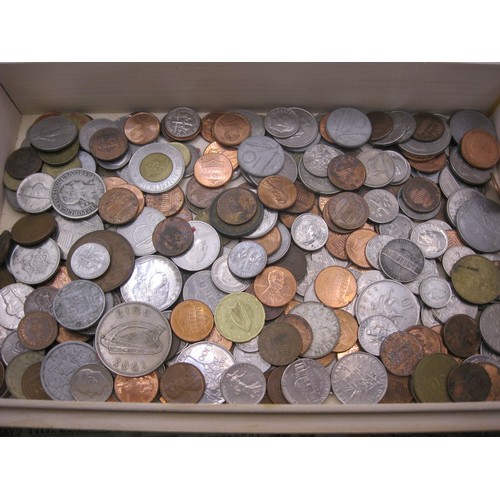 181 - A wooden box containing coins (including silver) and banknotes