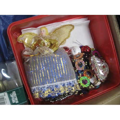 246 - Two assorted boxes of Christmas decorations including  some LED Items