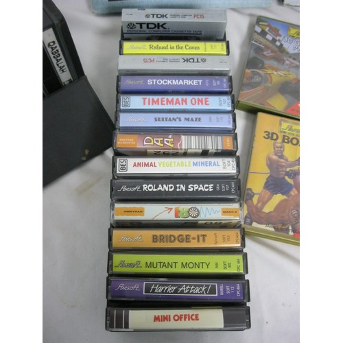 250 - A large assortment of Amstrad CPC software on cassette tapes, two cassette cases of original softwar... 