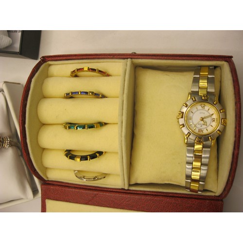 303 - Five assorted ladies fashion quartz wristwatches, including Pelex (in presentation box with intercha... 