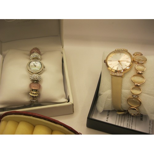 303 - Five assorted ladies fashion quartz wristwatches, including Pelex (in presentation box with intercha... 