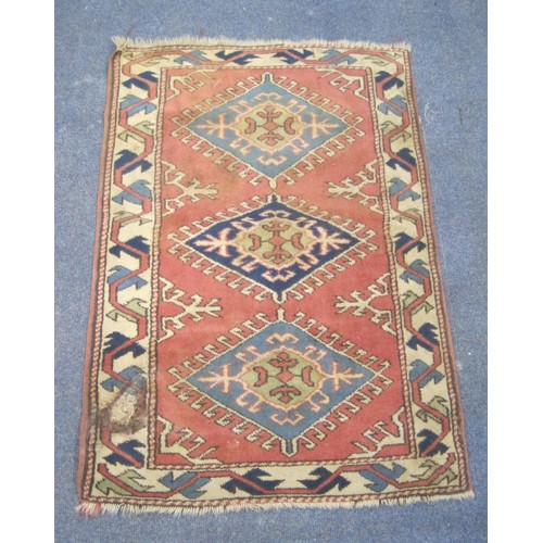 362 - Three rugs - (1) traditional Americas style, 123cm x 172cm, a/f grubby. (2) a foliate pattern rug 14... 