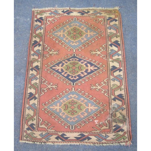 362 - Three rugs - (1) traditional Americas style, 123cm x 172cm, a/f grubby. (2) a foliate pattern rug 14... 