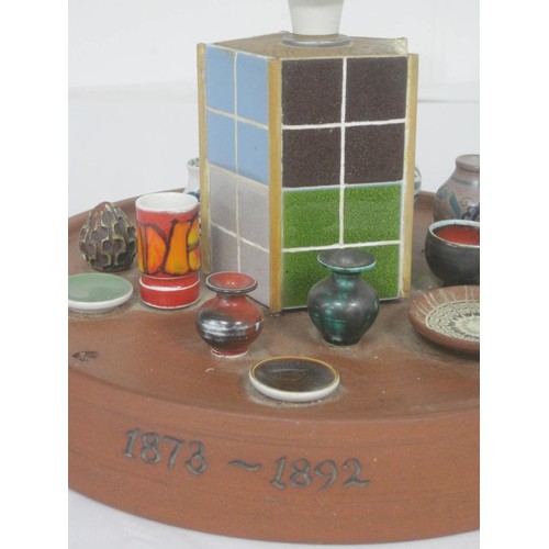 42 - Poole Pottery, Guy Sydenham Kiln Lamp base with many mini examples of Poole Pottery from Early Carte... 