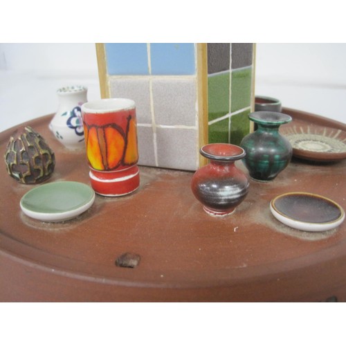 42 - Poole Pottery, Guy Sydenham Kiln Lamp base with many mini examples of Poole Pottery from Early Carte... 