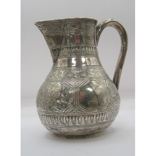 125 - A Victorian silver sparrow beak jug with ornate engraved decoration, hallmarked for London 1878, app... 