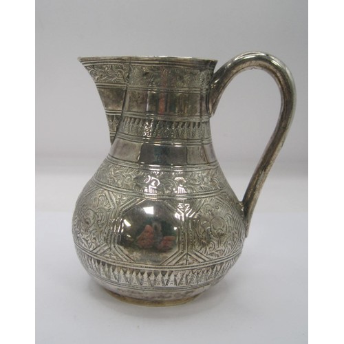 125 - A Victorian silver sparrow beak jug with ornate engraved decoration, hallmarked for London 1878, app... 