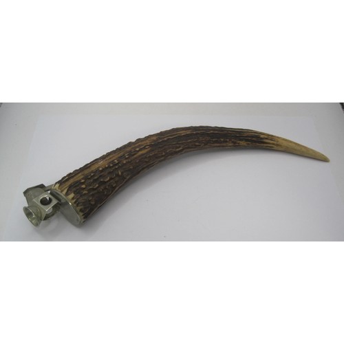 122 - A large antler-handled desk top cigar cutter