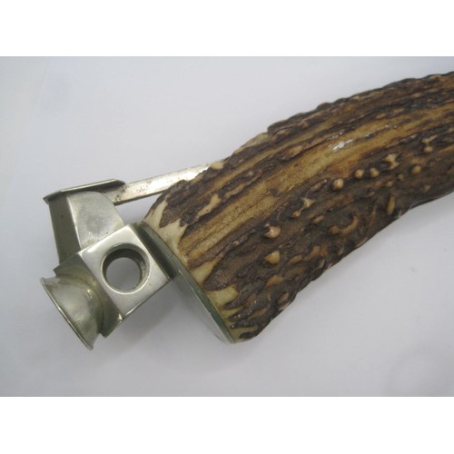 122 - A large antler-handled desk top cigar cutter