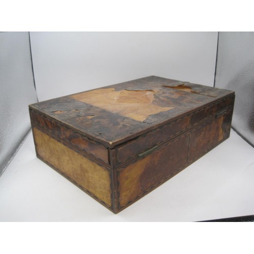 89 - A c.19th century tortoiseshell veneered Work Box with lift out tray, having ornate lids for restorat... 