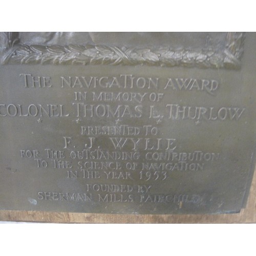 142 - Large bronze Institute of Navigation Annual Award 1953 to F J Wylie RN for development on radar