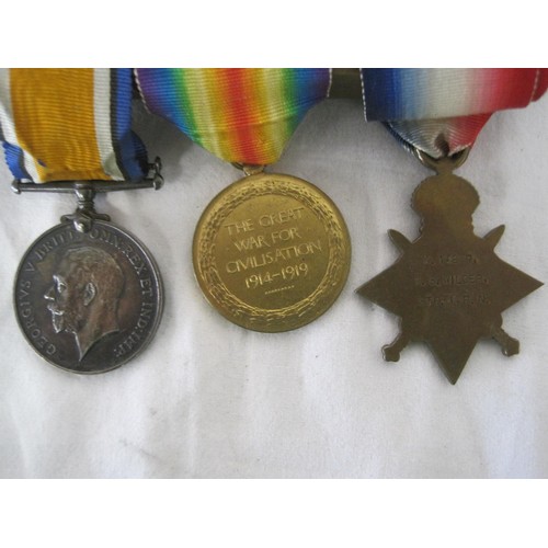 367 - A WW1 casualty medal trio named to K.14837 W.G. WILDER. STO.1. R.N. together with his 1914 Princess ... 