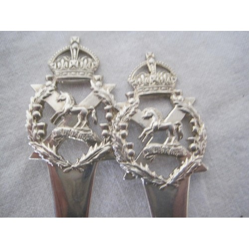 379 - Two silver spoons with the crest of the King's Liverpool Scottish Regiment