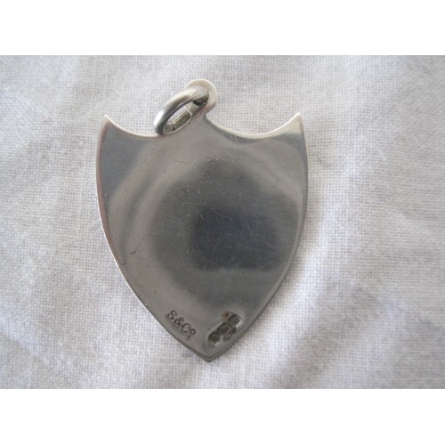 381 - A silver shield-shape fob No 1 Company 53 DIVL SIGS