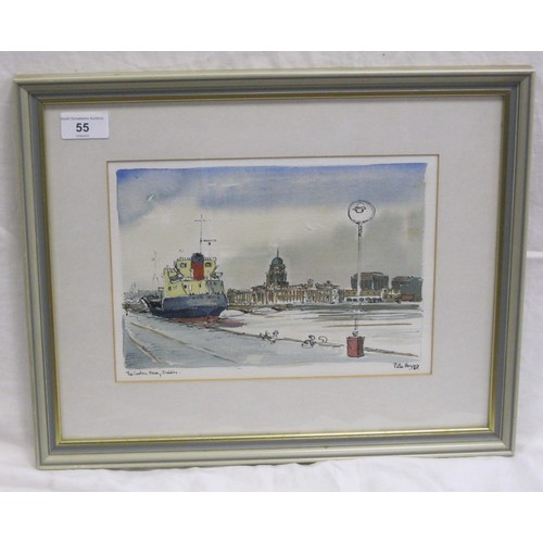 399 - Pete Hogan - 'The Custom House, Dublin', watercolour and ink, titled, signed and dated '87 to the ma... 